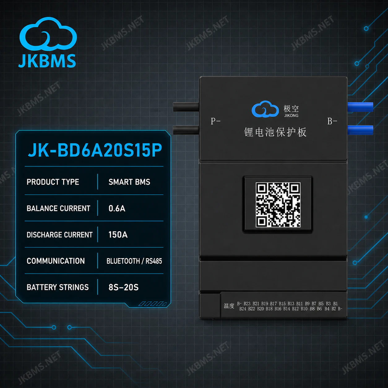 JKBMS JK-BD6A20S15P Smart Active Balance BMS - official JKBMS product, JKBMS JK-BD Series