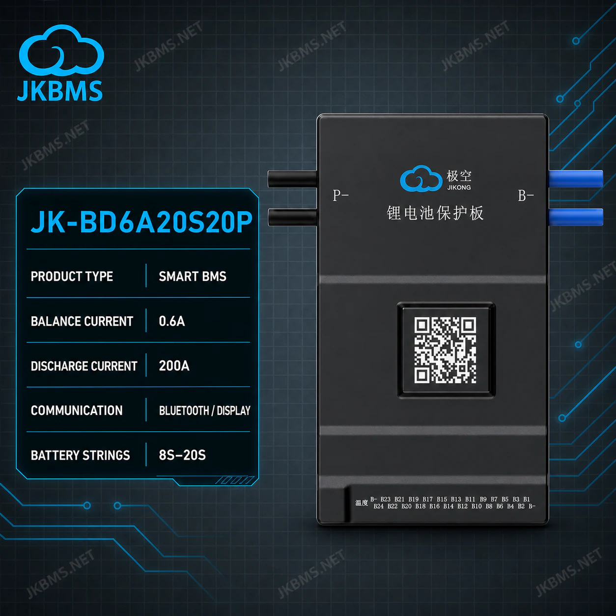 JKBMS JK-BD6A20S20P Smart Active Balance BMS - official JKBMS product, JKBMS JK-BD Series